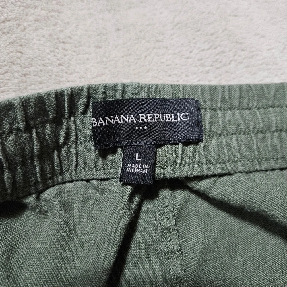 Banana Republic Womens Linen‎ Blend Cargo Jogger Pants Olive Green Size L